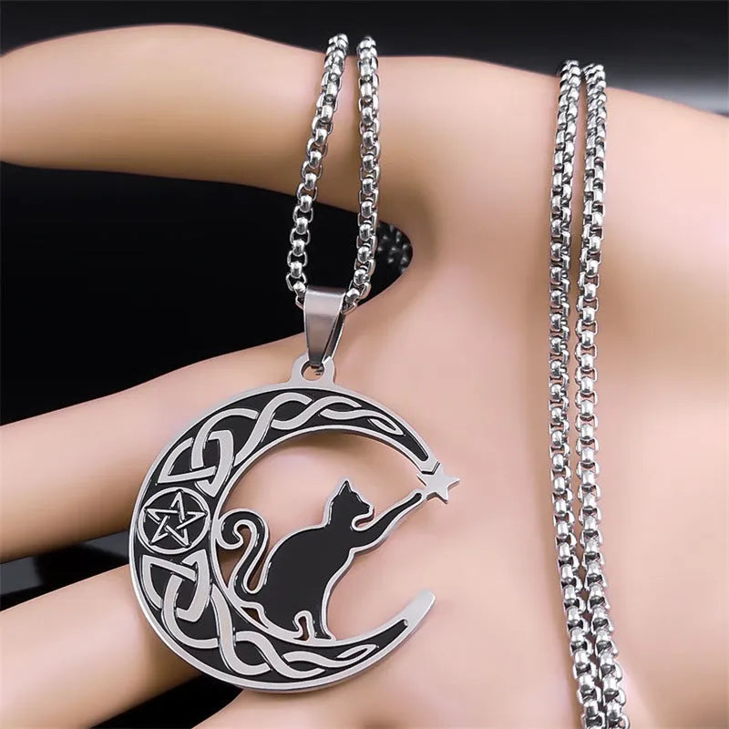 Cat Moon Cartoon Pendant Personality C- Shaped Cute Moon Cat Necklace - Bellarte Enchanté Cat Moon Cartoon Pendant Personality C- Shaped Cute Moon Cat Necklace