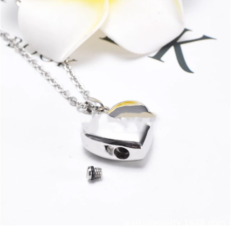 Stainless Steel Open Heart-shaped Corrosion Dog's Paw Pet Pendant Necklace