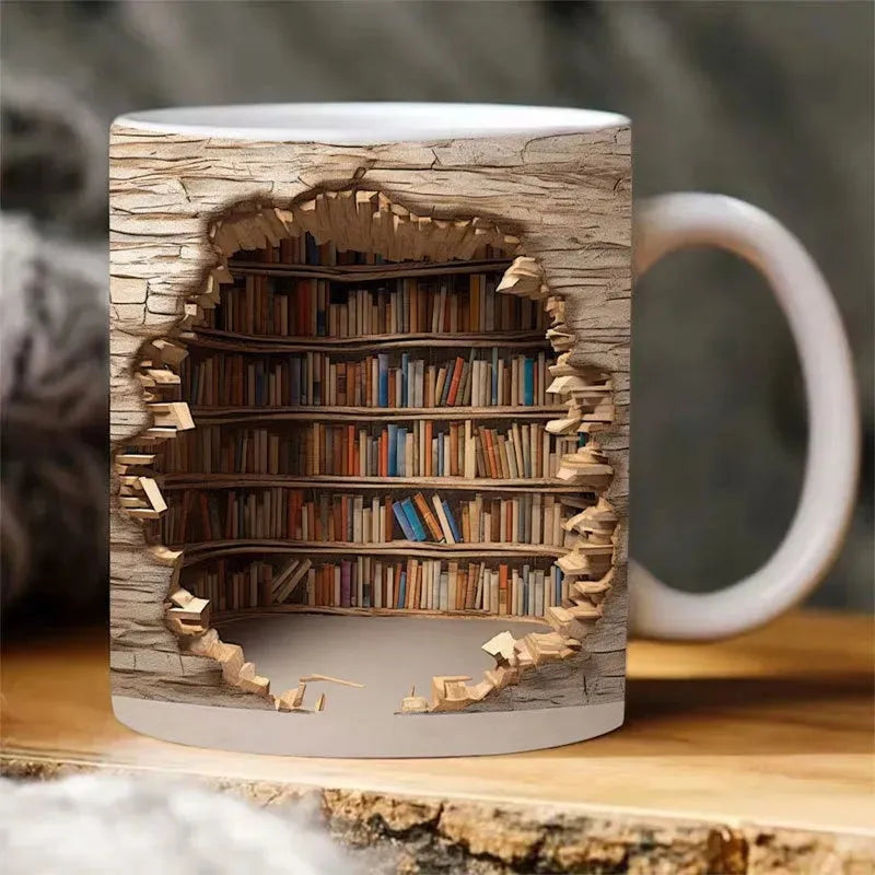 Ceramic 3D Bookshelf Mug Creative Space Design - Bellarte Enchanté Ceramic 3D Bookshelf Mug Creative Space Design