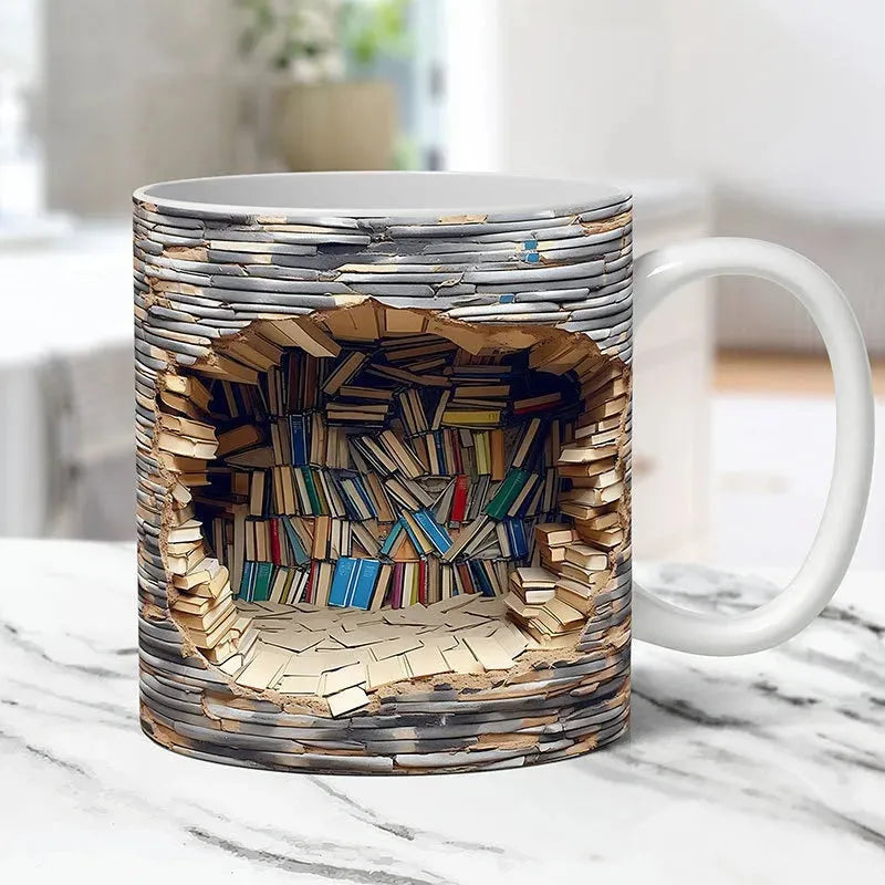 Ceramic 3D Bookshelf Mug Creative Space Design - Bellarte Enchanté Ceramic 3D Bookshelf Mug Creative Space Design