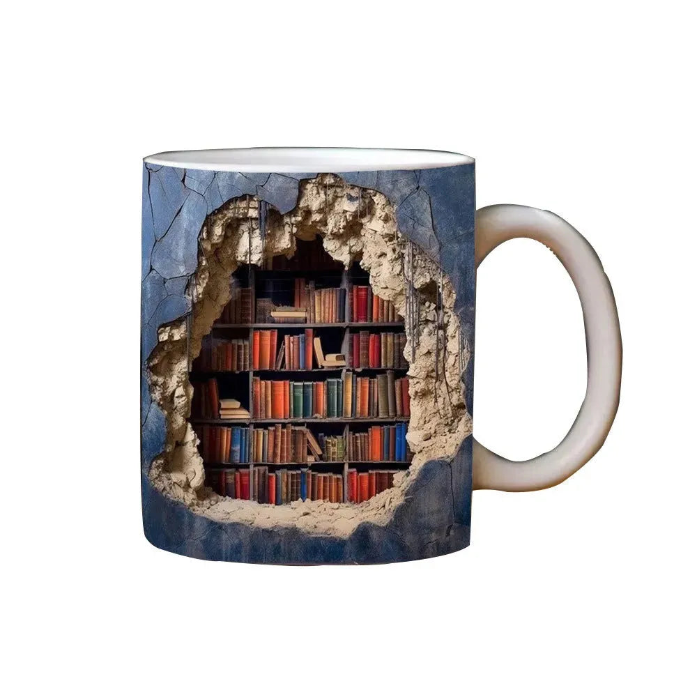 Ceramic 3D Bookshelf Mug Creative Space Design - Bellarte Enchanté Ceramic 3D Bookshelf Mug Creative Space Design