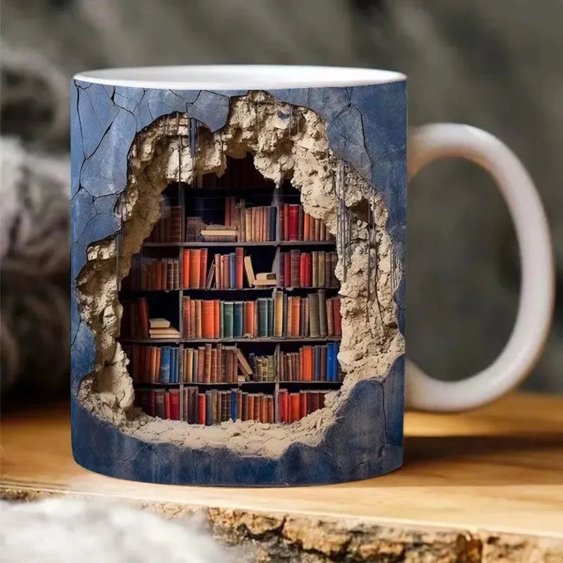 Ceramic 3D Bookshelf Mug Creative Space Design - Bellarte Enchanté Ceramic 3D Bookshelf Mug Creative Space Design