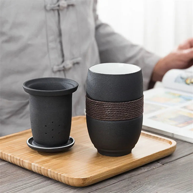 Ceramic Mug Filter Tea Cup With Lid Tea Separation Cup - Bellarte Enchanté Ceramic Mug Filter Tea Cup With Lid Tea Separation Cup