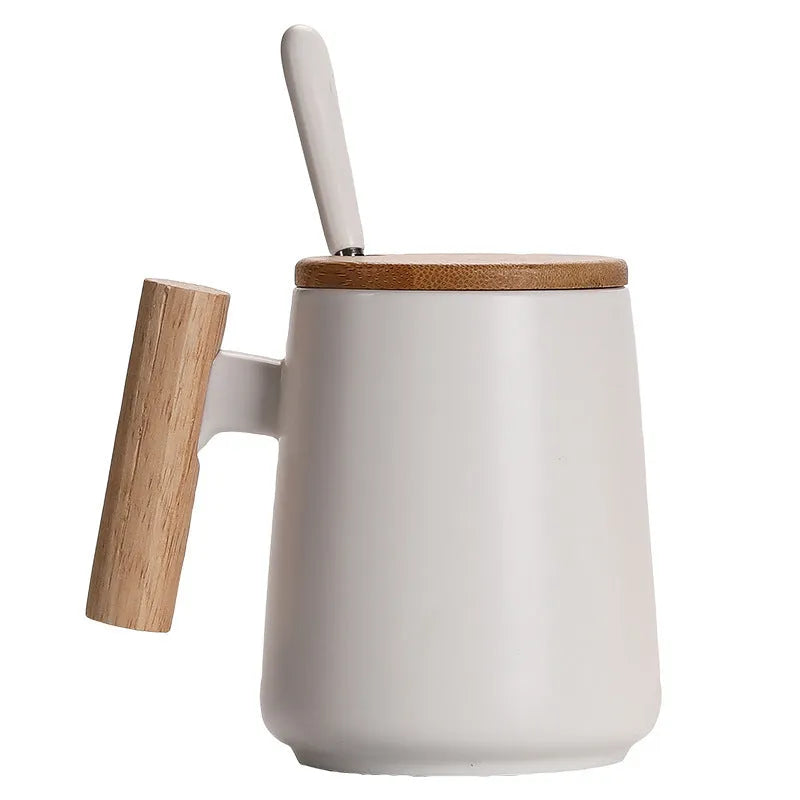 Ceramic Mug With Wooden Handle Mug Coffee Cup - Bellarte Enchanté Ceramic Mug With Wooden Handle Mug Coffee Cup