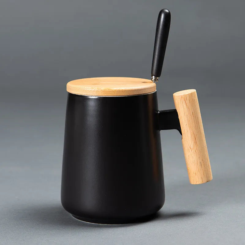 Ceramic Mug With Wooden Handle Mug Coffee Cup - Bellarte Enchanté Ceramic Mug With Wooden Handle Mug Coffee Cup