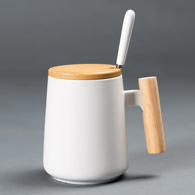 Ceramic Mug With Wooden Handle Mug Coffee Cup - Bellarte Enchanté Ceramic Mug With Wooden Handle Mug Coffee Cup