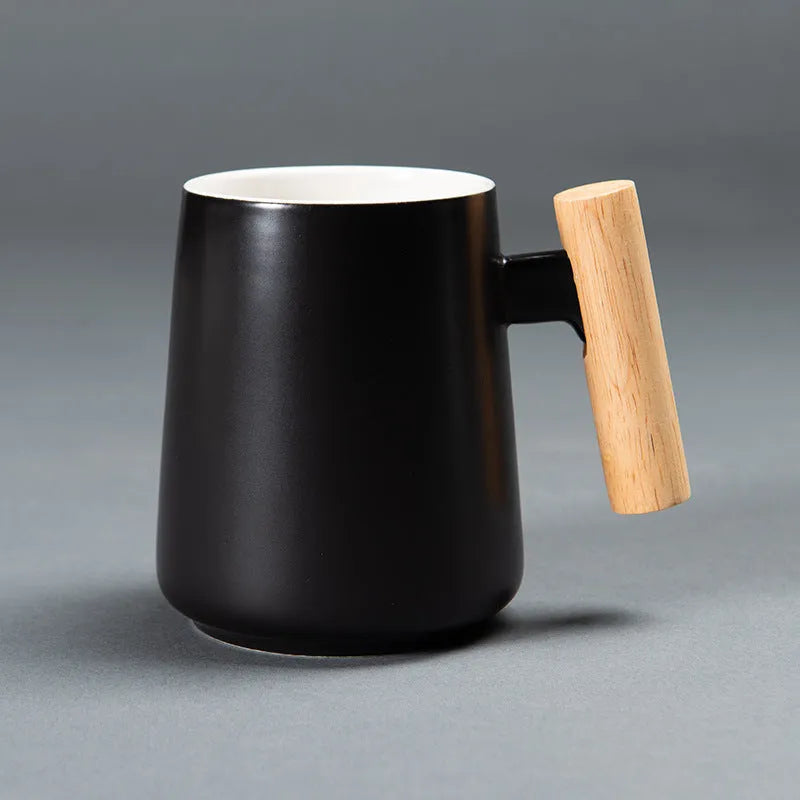 Ceramic Mug With Wooden Handle Mug Coffee Cup - Bellarte Enchanté Ceramic Mug With Wooden Handle Mug Coffee Cup