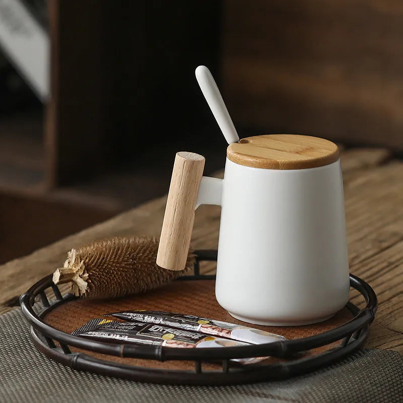 Ceramic Mug With Wooden Handle Mug Coffee Cup - Bellarte Enchanté Ceramic Mug With Wooden Handle Mug Coffee Cup