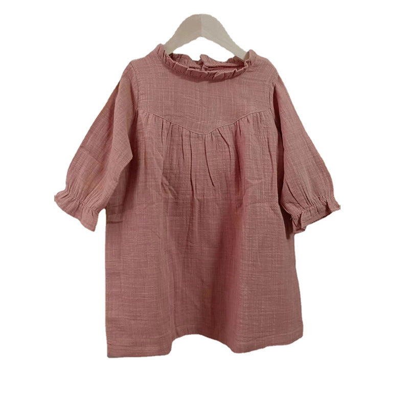 Children's Simple Long Sleeved Lace Cotton Dress - Bellarte Enchanté Children's Simple Long Sleeved Lace Cotton Dress