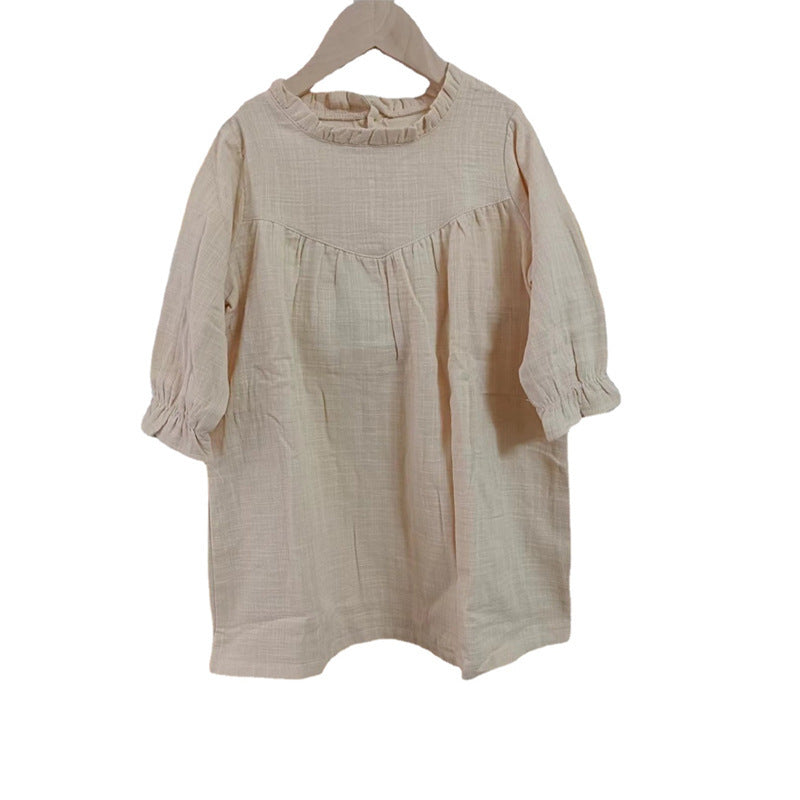 Children's Simple Long Sleeved Lace Cotton Dress - Bellarte Enchanté Children's Simple Long Sleeved Lace Cotton Dress