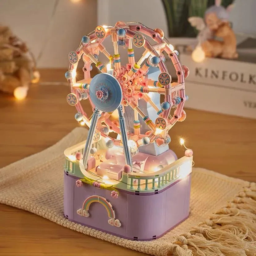 Children's Wheel Building Blocks Music Box Assembling - Bellarte Enchanté Children's Wheel Building Blocks Music Box Assembling