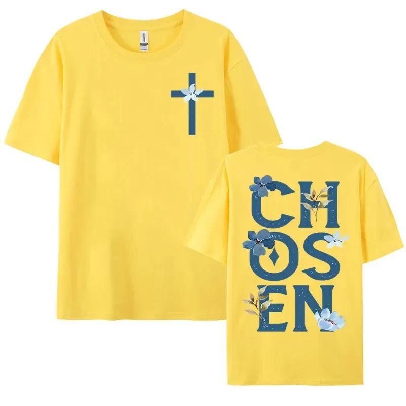 Chosen Floral Aesthetic Bible Verse T-shirts Women's Trendy - Bellarte Enchanté Chosen Floral Aesthetic Bible Verse T-shirts Women's Trendy