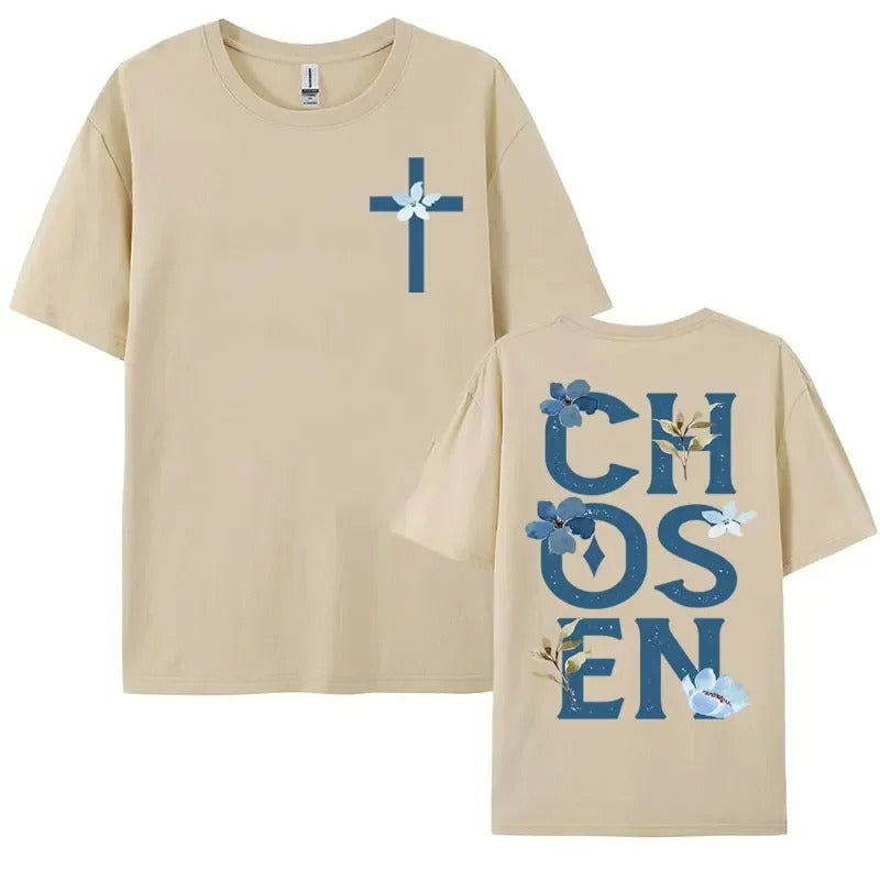 Chosen Floral Aesthetic Bible Verse T-shirts Women's Trendy - Bellarte Enchanté Chosen Floral Aesthetic Bible Verse T-shirts Women's Trendy