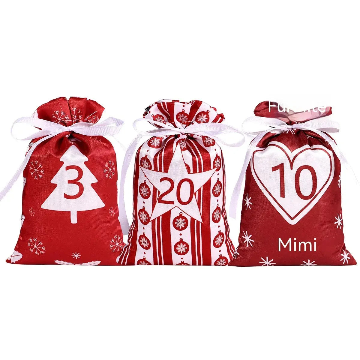 Christmas Advent Calendar Satin Gift Bag Suit - Bellarte Enchanté Christmas Advent Calendar Satin Gift Bag Suit