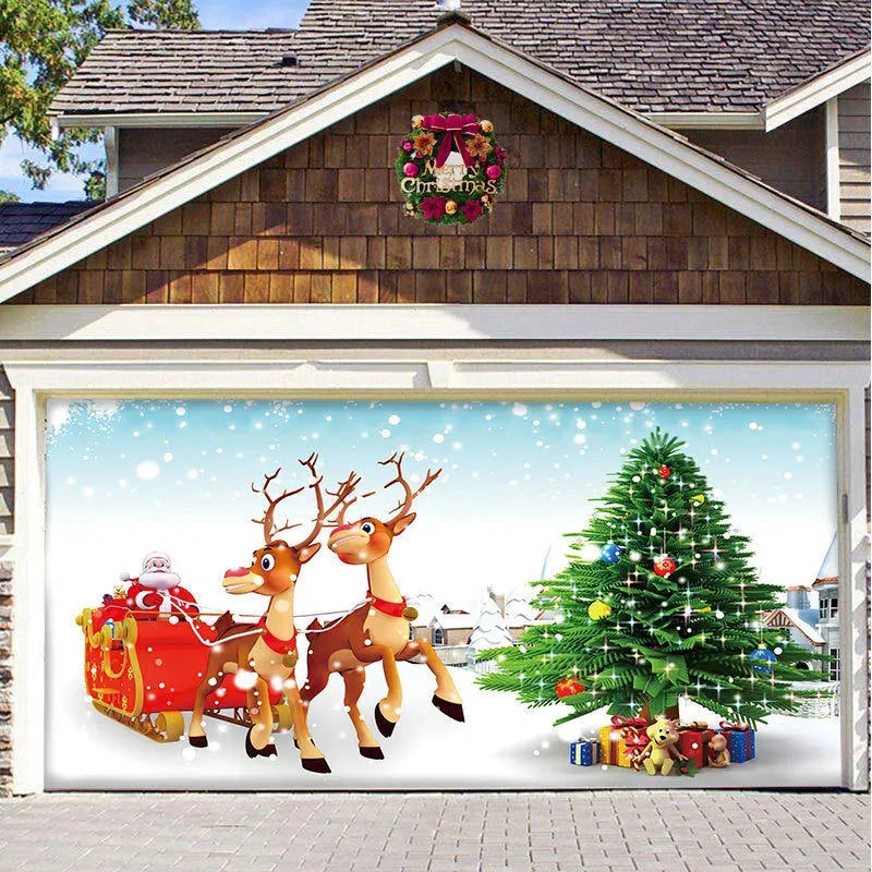 Christmas Background Hanging Cloth Garage Door Patch Holiday Party - Bellarte Enchanté Christmas Background Hanging Cloth Garage Door Patch Holiday Party