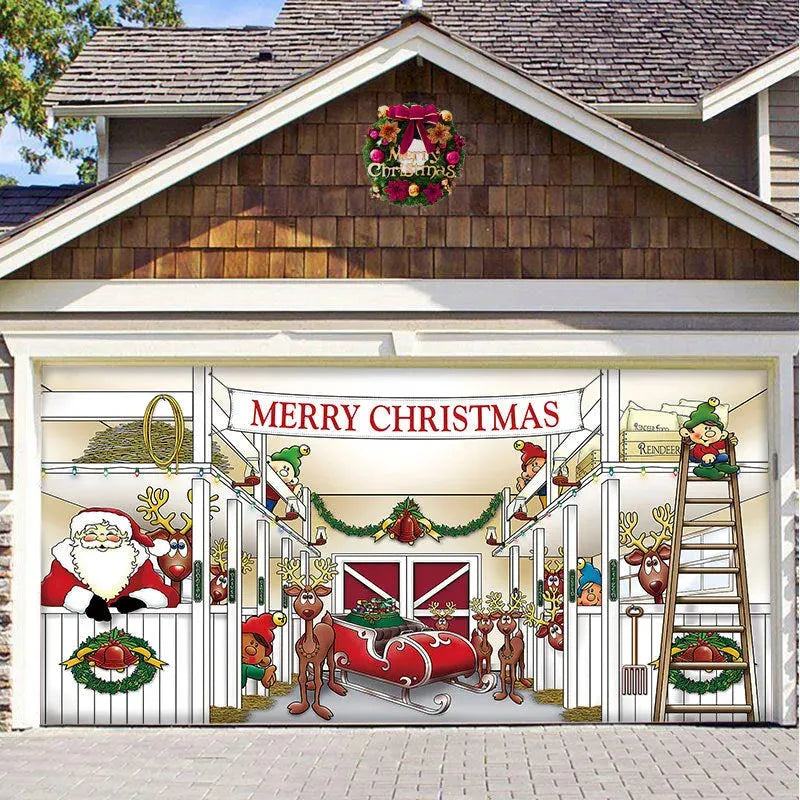 Christmas Background Hanging Cloth Garage Door Patch Holiday Party - Bellarte Enchanté Christmas Background Hanging Cloth Garage Door Patch Holiday Party