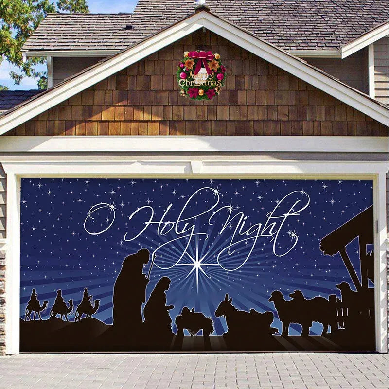 Christmas Background Hanging Cloth Garage Door Patch Holiday Party - Bellarte Enchanté Christmas Background Hanging Cloth Garage Door Patch Holiday Party
