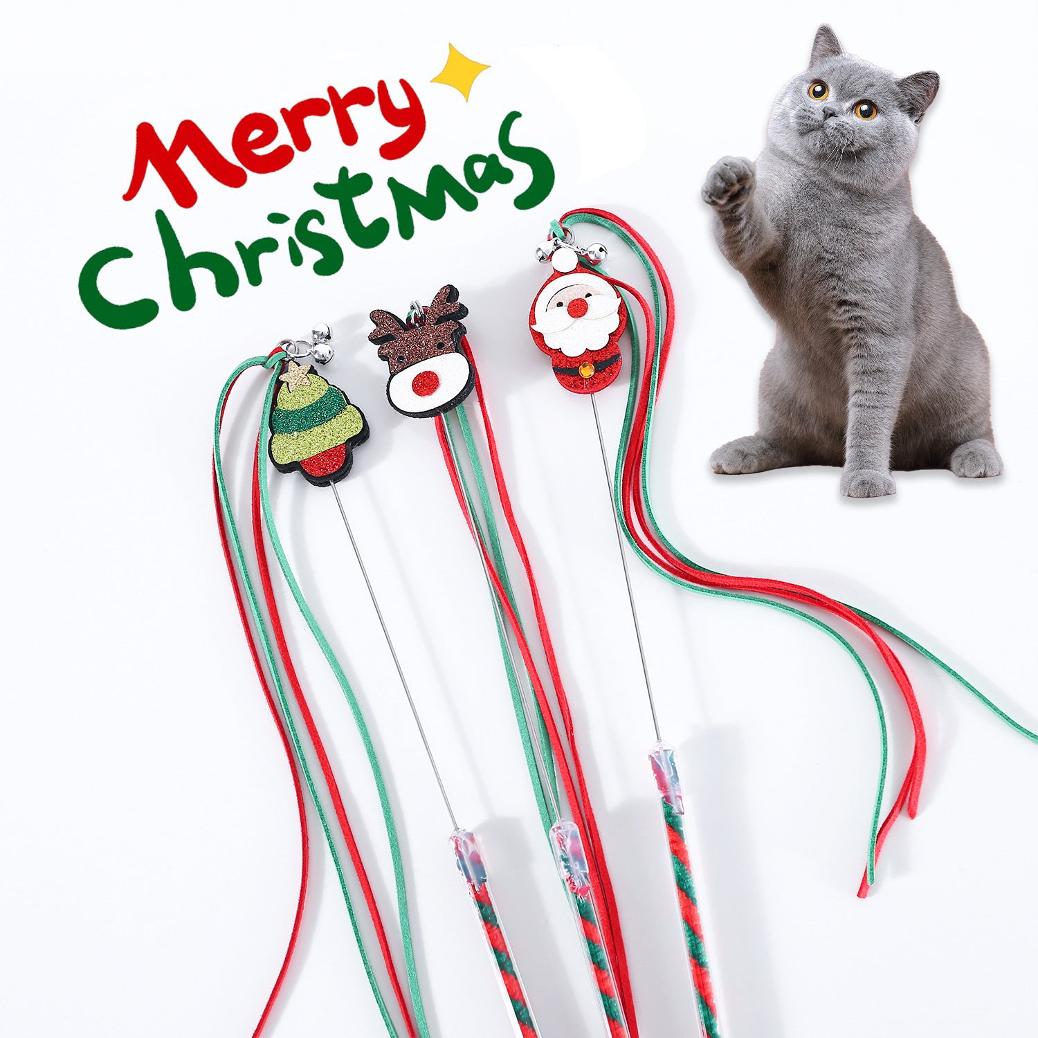 Christmas Cat Teaser Tassel Sound Bell Interaction - Bellarte Enchanté Christmas Cat Teaser Tassel Sound Bell Interaction