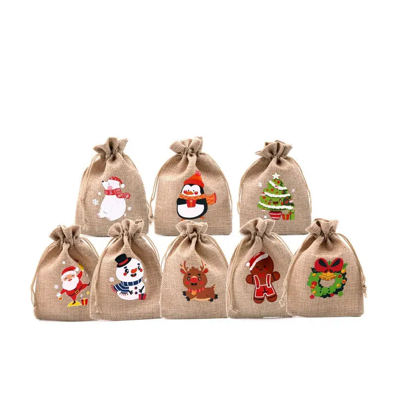 Christmas Cotton Bag With Hot Stamping Pattern Beam-opening Packaging - Bellarte Enchanté Christmas Cotton Bag With Hot Stamping Pattern Beam-opening Packaging