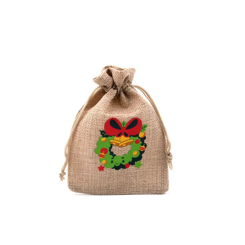 Christmas Cotton Bag With Hot Stamping Pattern Beam-opening Packaging - Bellarte Enchanté Christmas Cotton Bag With Hot Stamping Pattern Beam-opening Packaging