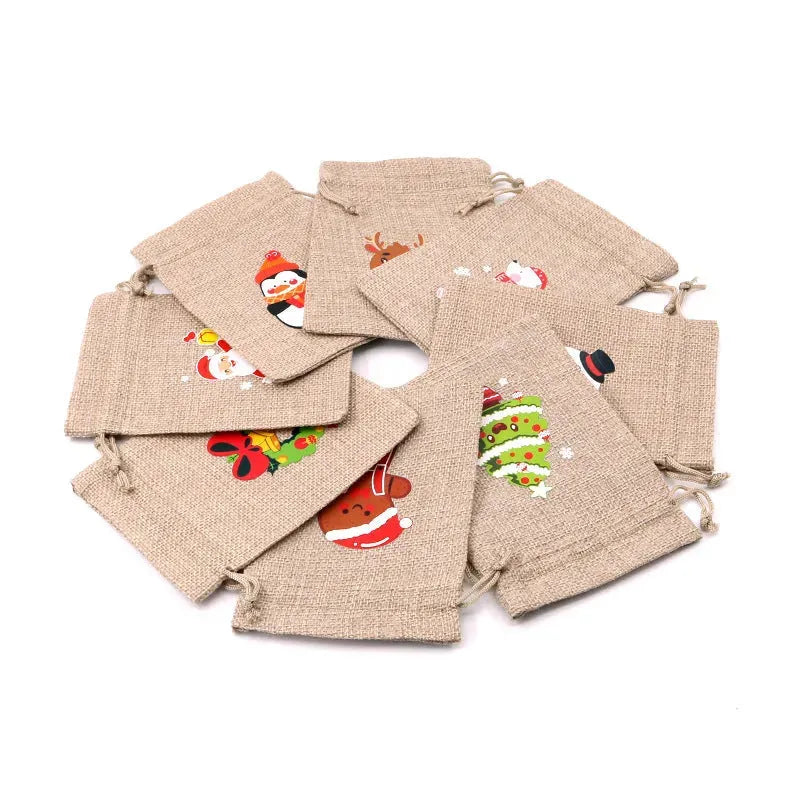 Christmas Cotton Bag With Hot Stamping Pattern Beam-opening Packaging - Bellarte Enchanté Christmas Cotton Bag With Hot Stamping Pattern Beam-opening Packaging