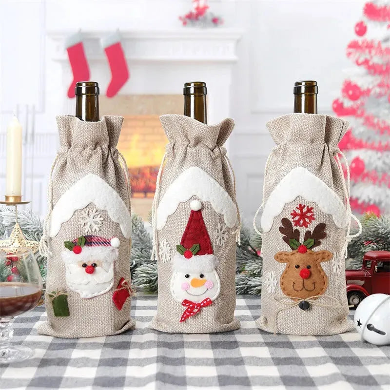 Christmas Decoration Supplies Linen Bottle Cover - Bellarte Enchanté Christmas Decoration Supplies Linen Bottle Cover