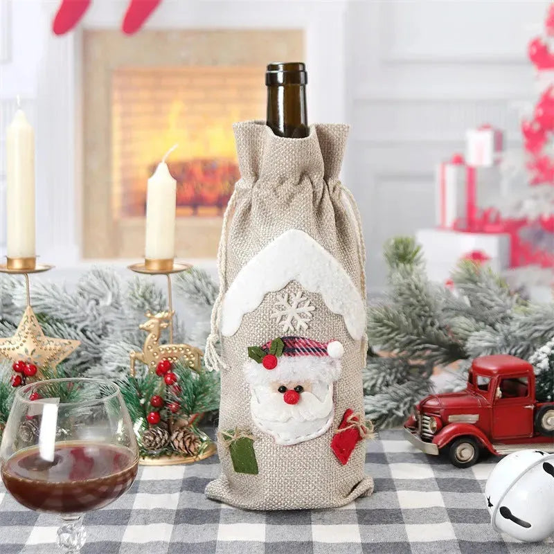 Christmas Decoration Supplies Linen Bottle Cover - Bellarte Enchanté Christmas Decoration Supplies Linen Bottle Cover