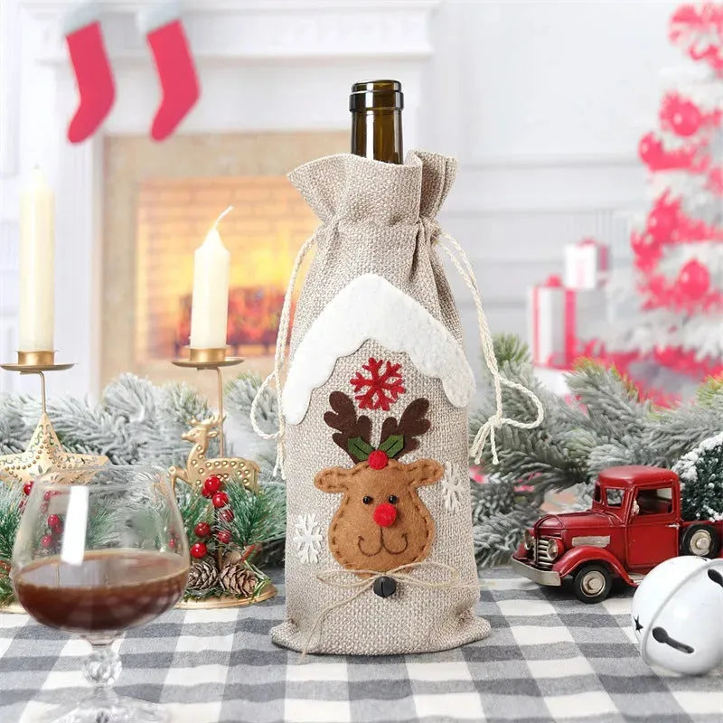 Christmas Decoration Supplies Linen Bottle Cover - Bellarte Enchanté Christmas Decoration Supplies Linen Bottle Cover