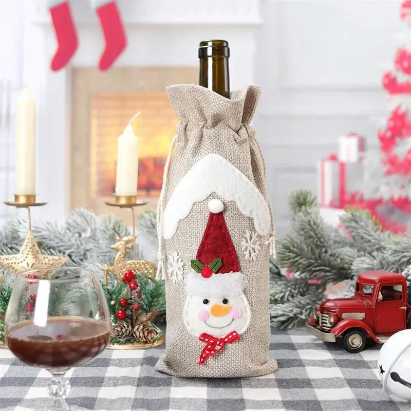 Christmas Decoration Supplies Linen Bottle Cover - Bellarte Enchanté Christmas Decoration Supplies Linen Bottle Cover