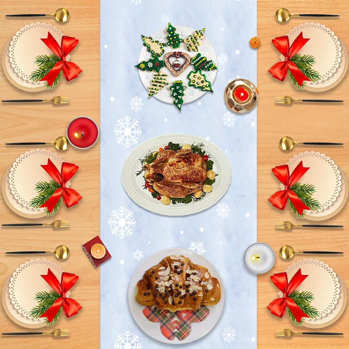 Christmas Decorations 178cm Forest Man Linen Table Runner - Bellarte Enchanté Christmas Decorations 178cm Forest Man Linen Table Runner