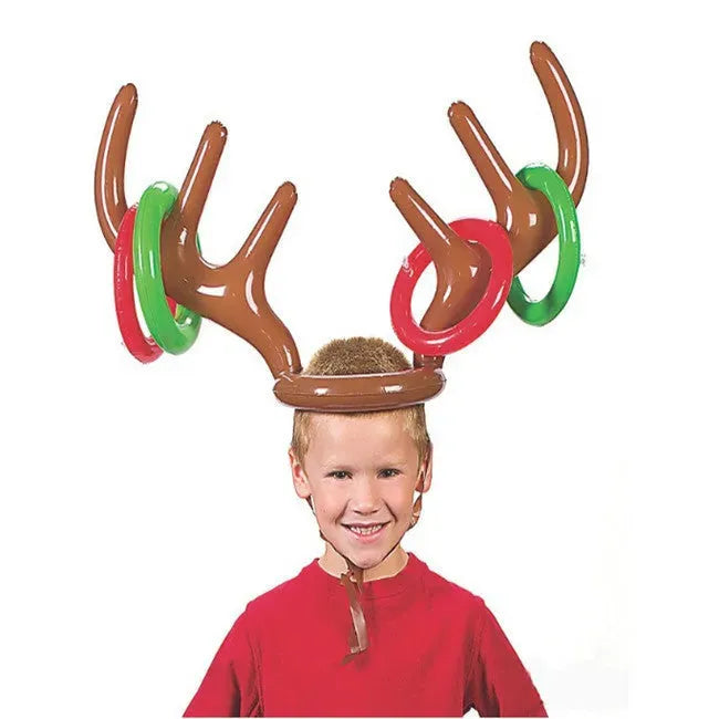 Christmas Game Inflatable Reindeer Antler Hat Ring Toss Christmas Gift - Bellarte Enchanté Christmas Game Inflatable Reindeer Antler Hat Ring Toss Christmas Gift