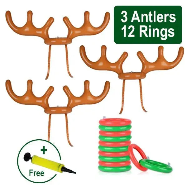 Christmas Game Inflatable Reindeer Antler Hat Ring Toss Christmas Gift - Bellarte Enchanté Christmas Game Inflatable Reindeer Antler Hat Ring Toss Christmas Gift