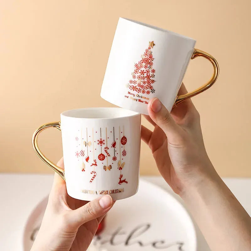 Christmas Gift Ceramic Couple Coffee Cup - Bellarte Enchanté Christmas Gift Ceramic Couple Coffee Cup