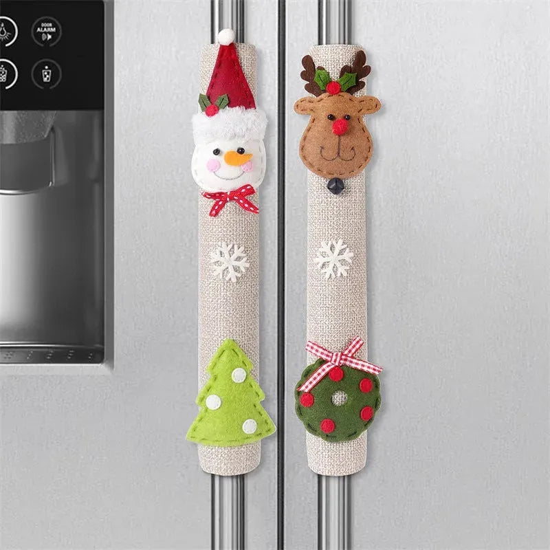 Christmas Home Decoration Supplies Santa Claus Snowman Elk Linen Refrigerator Handle Cover - Bellarte Enchanté Christmas Home Decoration Supplies Santa Claus Snowman Elk Linen Refrigerator Handle Cover