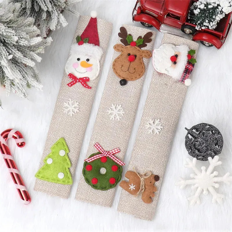 Christmas Home Decoration Supplies Santa Claus Snowman Elk Linen Refrigerator Handle Cover - Bellarte Enchanté Christmas Home Decoration Supplies Santa Claus Snowman Elk Linen Refrigerator Handle Cover