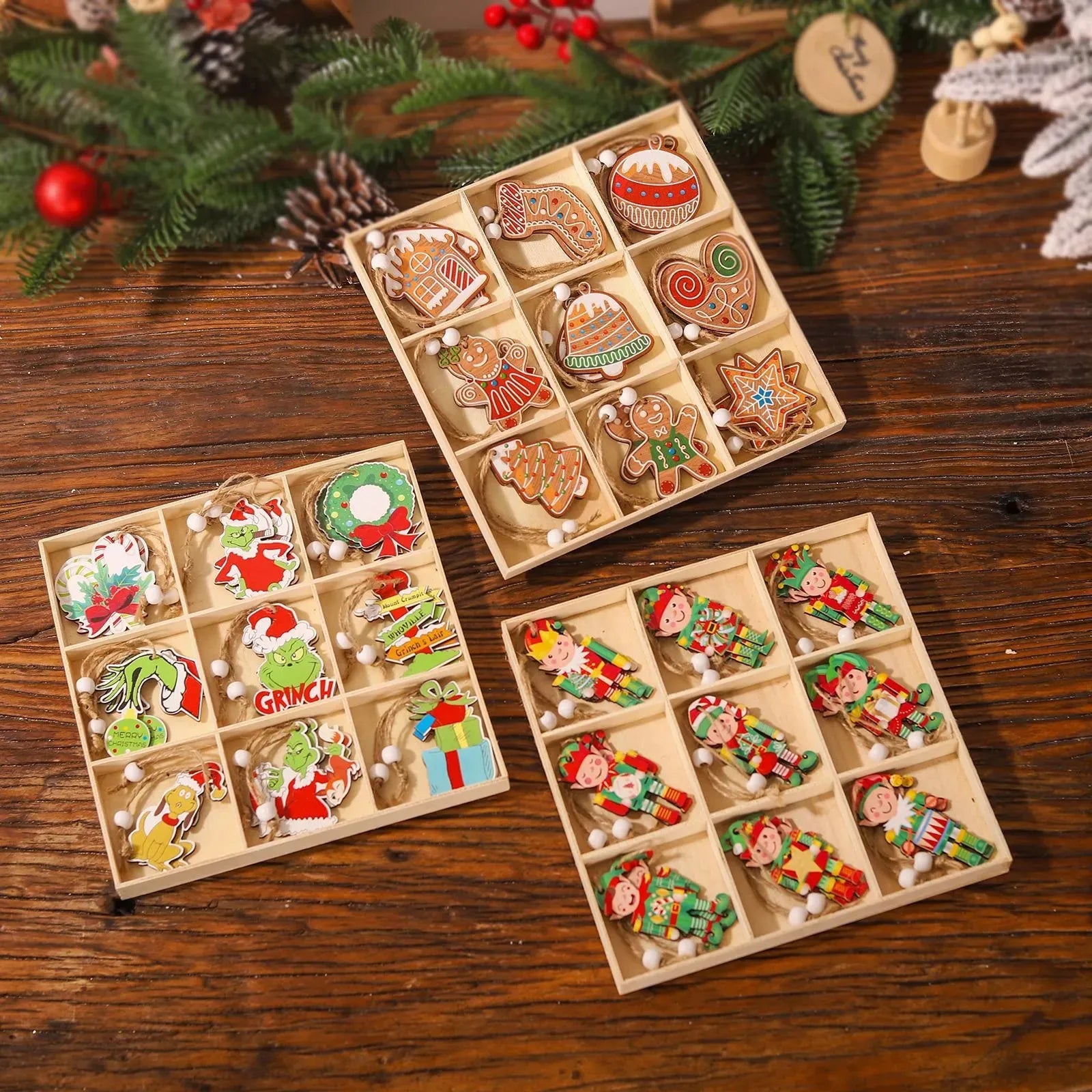 Christmas Jiugongge 18PCs Wooden Pendant Doll Decorations - Bellarte Enchanté Christmas Jiugongge 18PCs Wooden Pendant Doll Decorations