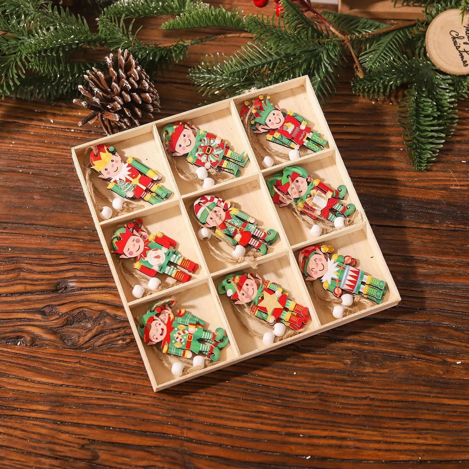 Christmas Jiugongge 18PCs Wooden Pendant Doll Decorations - Bellarte Enchanté Christmas Jiugongge 18PCs Wooden Pendant Doll Decorations