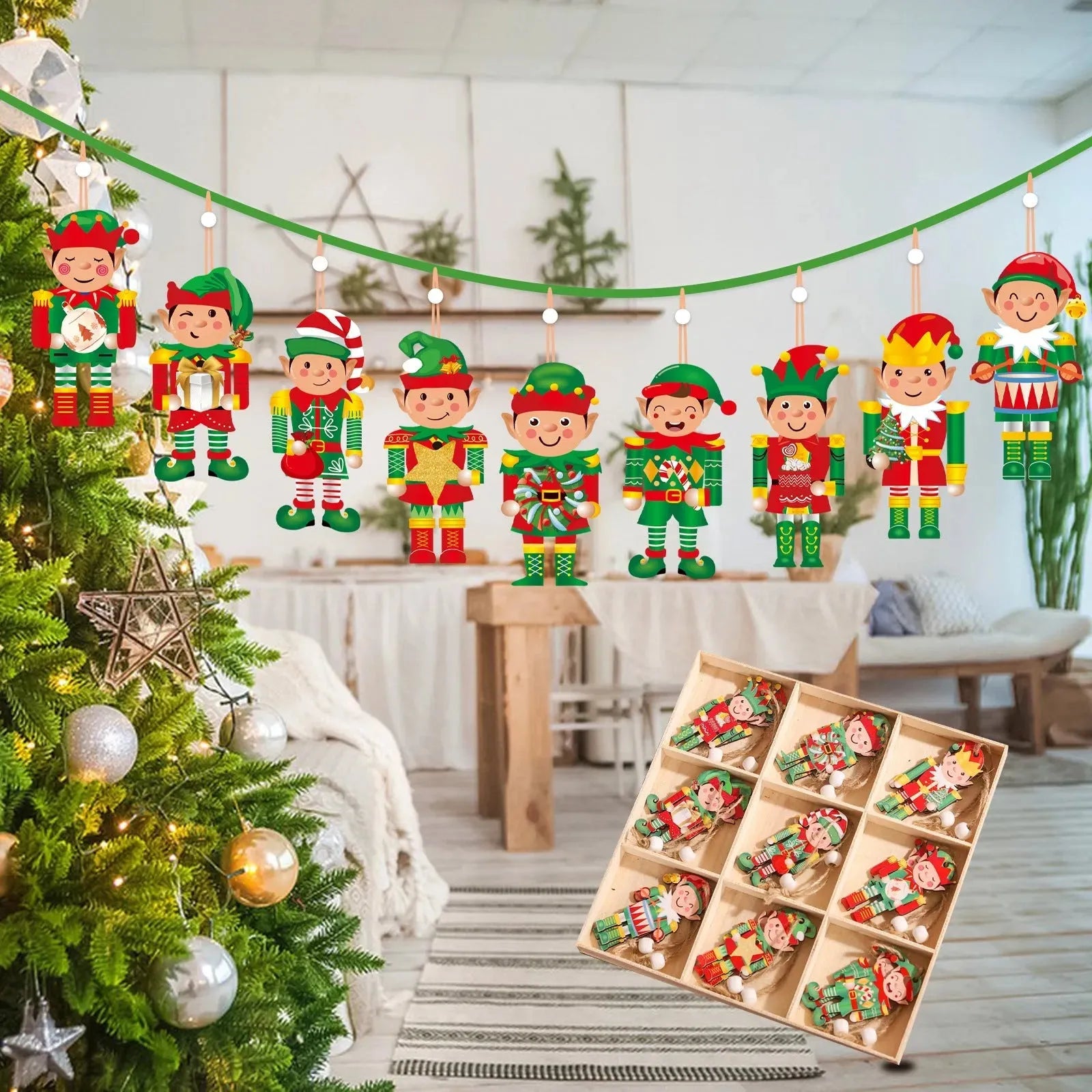 Christmas Jiugongge 18PCs Wooden Pendant Doll Decorations - Bellarte Enchanté Christmas Jiugongge 18PCs Wooden Pendant Doll Decorations