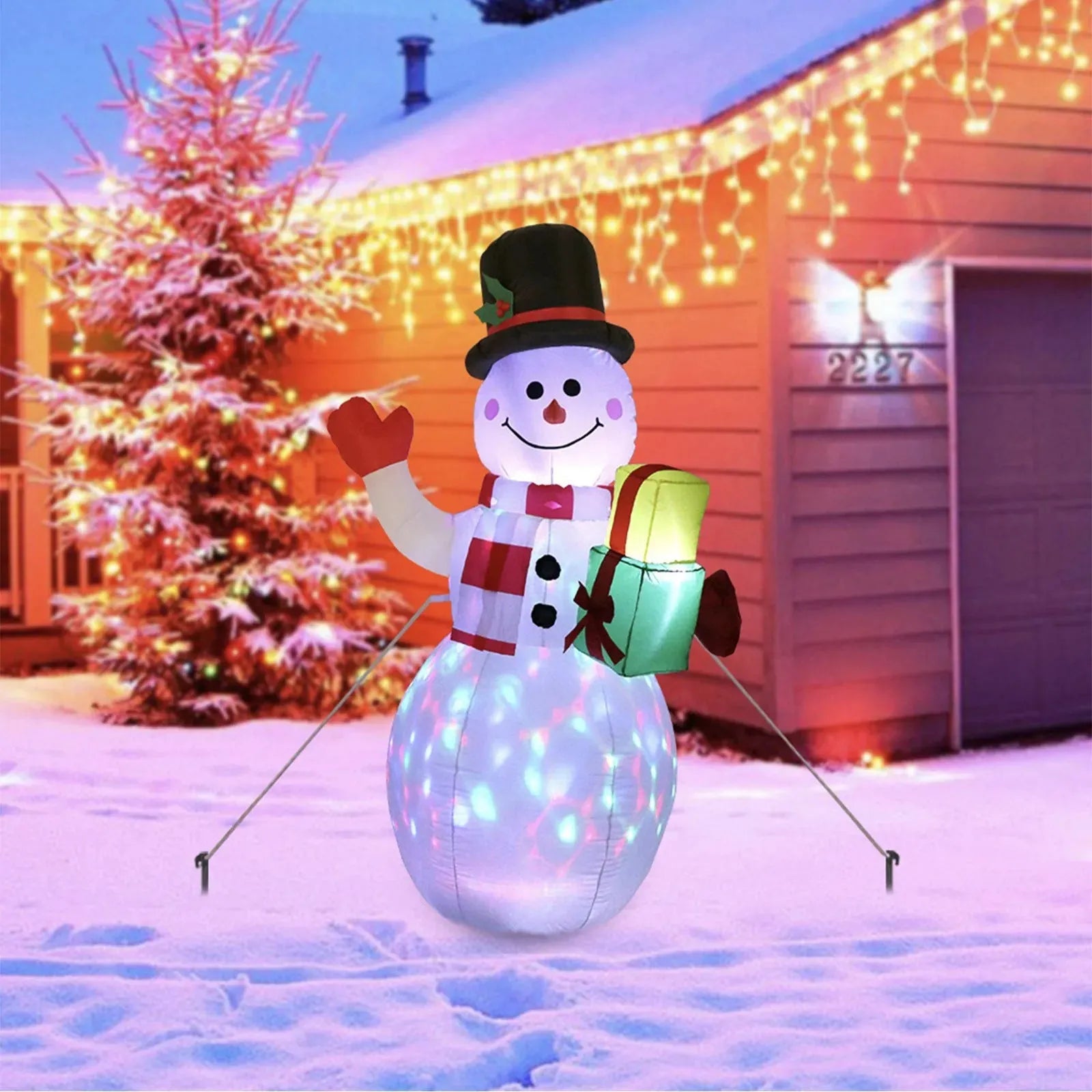 Christmas LED Lights Glowing Santa Tree Snowman Inflatable Doll Outdoor Yard Garden Decor - Bellarte Enchanté Christmas LED Lights Glowing Santa Tree Snowman Inflatable Doll Outdoor Yard Garden Decor