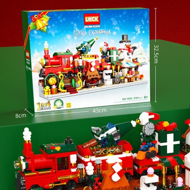 Christmas Tree Winter Elk Snowman Santa Claus Music Box Air Balloon Rotating Wreath LED Shining Gift Building Blocks Bricks - Bellarte Enchanté Christmas Tree Winter Elk Snowman Santa Claus Music Box Air Balloon Rotating Wreath LED Shining Gift Building Blocks Bricks