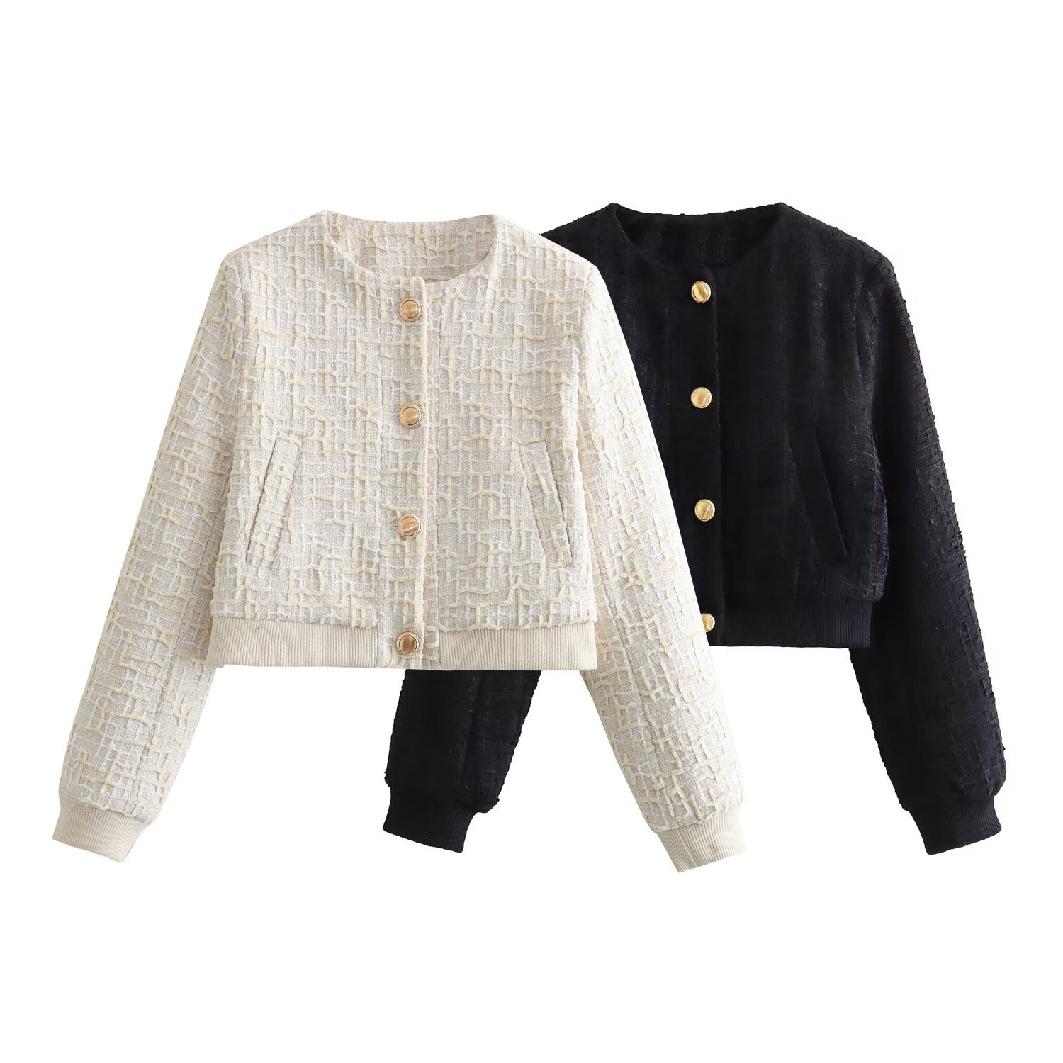 Classic Style Texture Short Bomber Jacket Coat - Bellarte Enchanté Classic Style Texture Short Bomber Jacket Coat