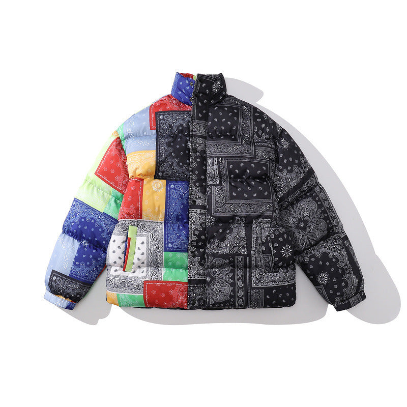 Color-blocking Thick Bread Clothes Loose Cotton-padded Jackets For Men And Women - Bellarte Enchanté Color-blocking Thick Bread Clothes Loose Cotton-padded Jackets For Men And Women
