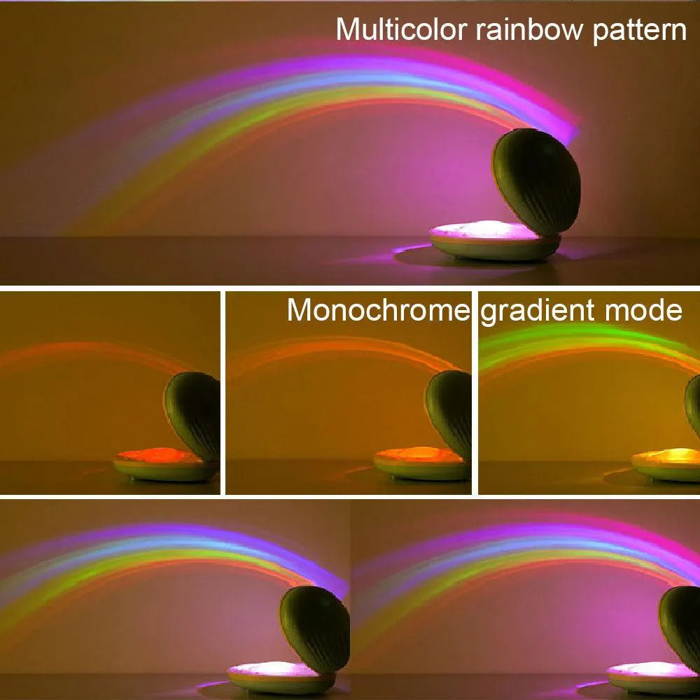 Colorful Rainbow Projection Lamp LED Night Light Shell Light Novelty Rechargeable Night Light for Children Kids Gift Light - Bellarte Enchanté Colorful Rainbow Projection Lamp LED Night Light Shell Light Novelty Rechargeable Night Light for Children Kids Gift Light
