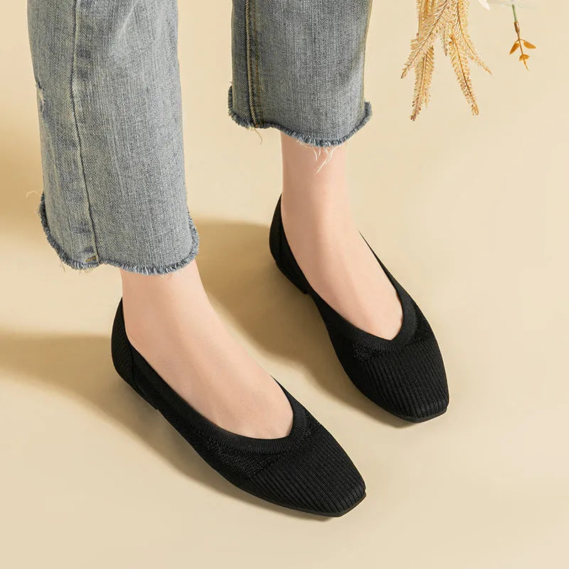 Comfortable Hollow Lace Square Toe Low-cut Flat Shoes - Bellarte Enchanté Comfortable Hollow Lace Square Toe Low-cut Flat Shoes