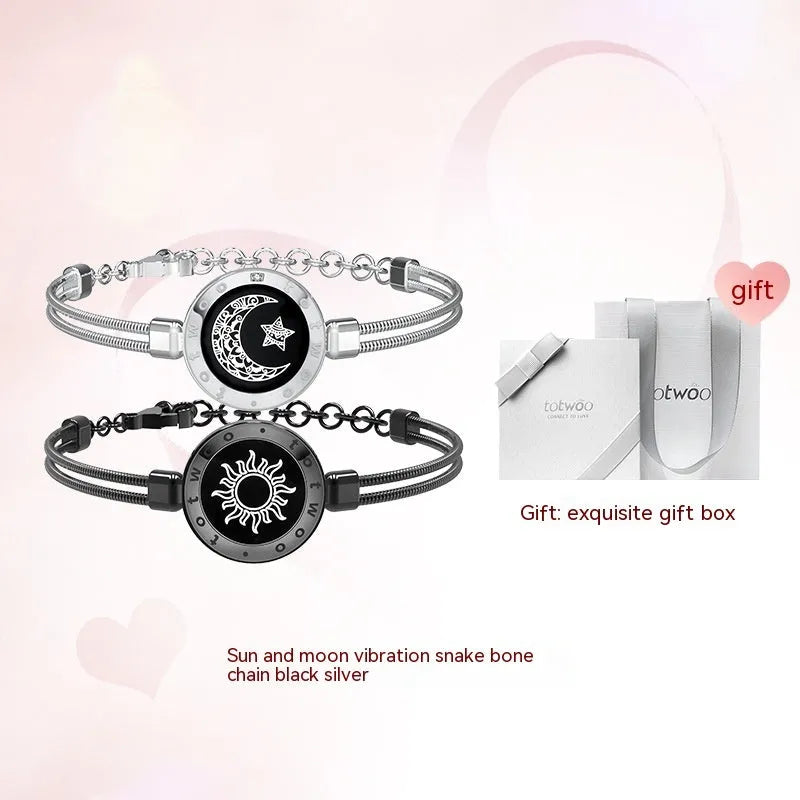 Couple Leather Rope Snake Bone Induction Interactive Bracelet - Bellarte Enchanté Couple Leather Rope Snake Bone Induction Interactive Bracelet
