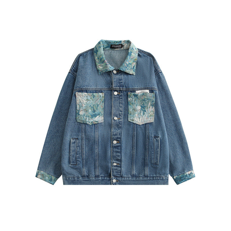 Couple's New Printed Loose Denim Jacket - Bellarte Enchanté Couple's New Printed Loose Denim Jacket