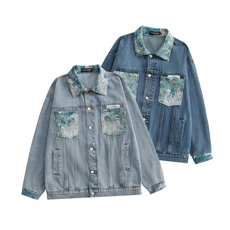 Couple's New Printed Loose Denim Jacket - Bellarte Enchanté Couple's New Printed Loose Denim Jacket
