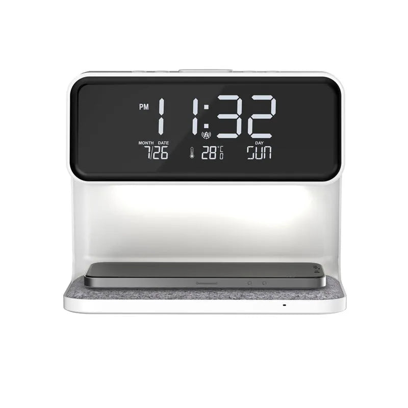 Creative 3 In 1 Bedside Lamp Wireless Charging LCD Screen Alarm Clock Wireless Phone Charger - Bellarte Enchanté Creative 3 In 1 Bedside Lamp Wireless Charging LCD Screen Alarm Clock Wireless Phone Charger