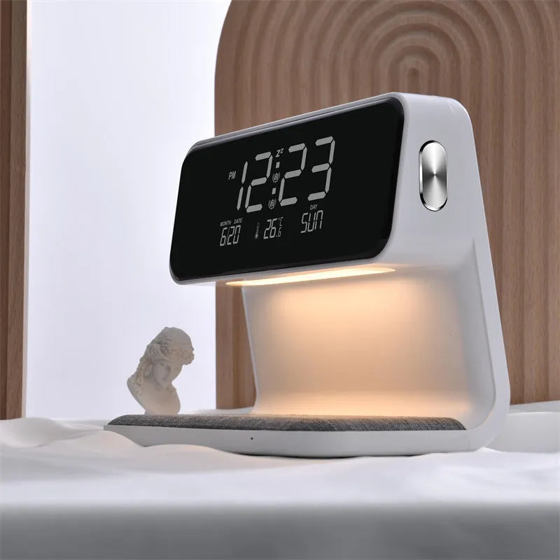 Creative 3 In 1 Bedside Lamp Wireless Charging LCD Screen Alarm Clock Wireless Phone Charger - Bellarte Enchanté Creative 3 In 1 Bedside Lamp Wireless Charging LCD Screen Alarm Clock Wireless Phone Charger