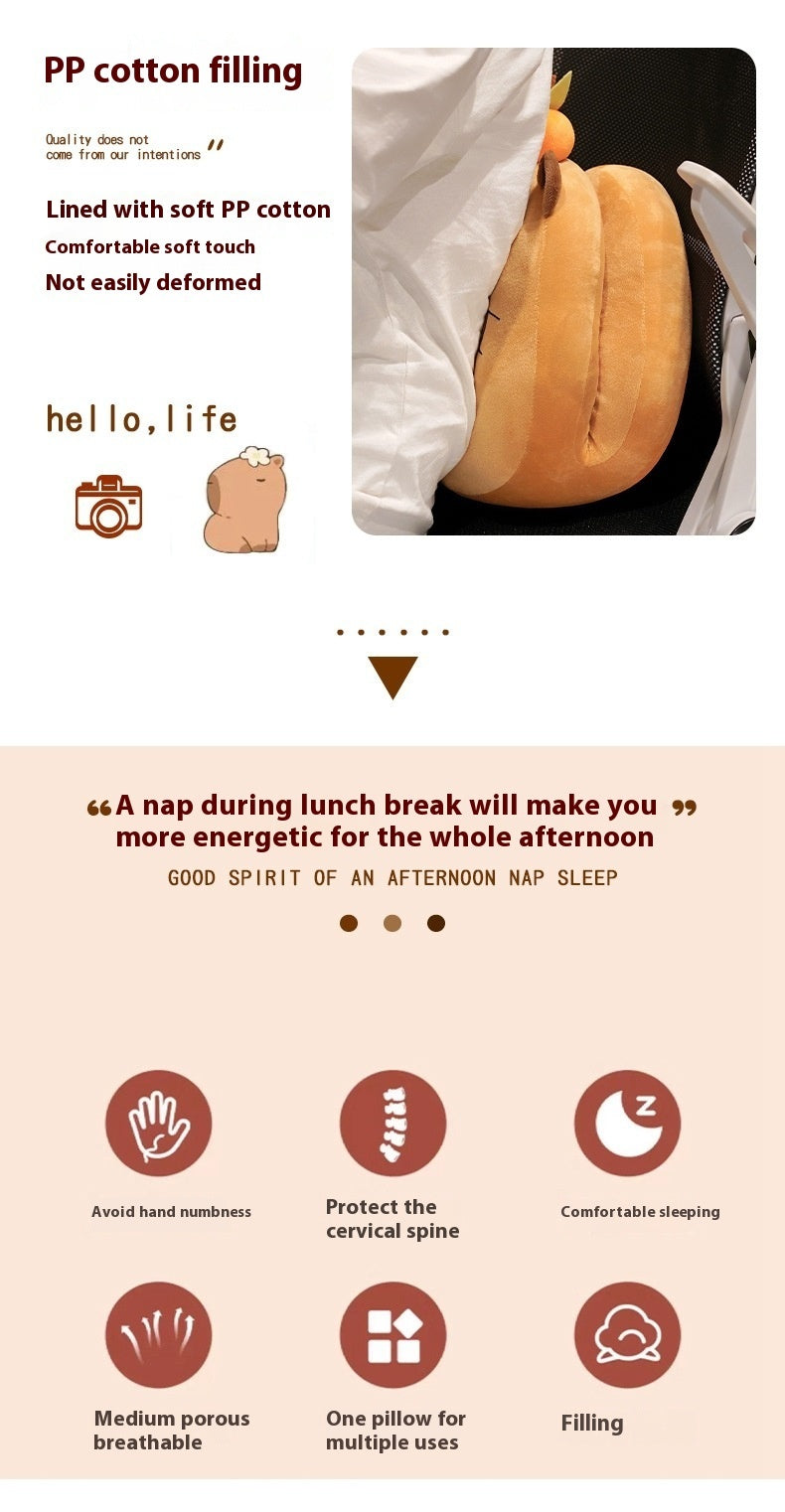 Creative Cute Capybara Ice Silk Afternoon Nap Lunch Break Artifact Plush Pillow - Bellarte Enchanté Creative Cute Capybara Ice Silk Afternoon Nap Lunch Break Artifact Plush Pillow